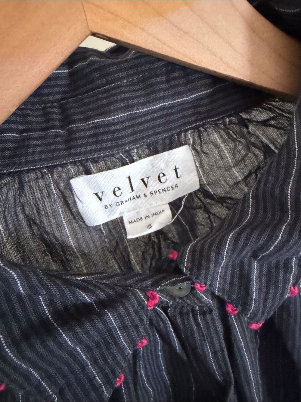 Navy Pinstripe Button-Down Shirt - Picture 3 of 5